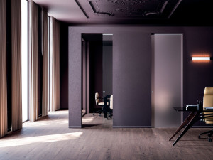 Полностью стеклянная раздвижная дверная панель без декора