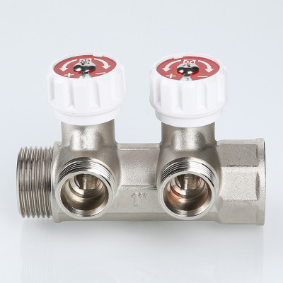 VTc.570.NE.0604 Коллектор с регулирующими вентилями и выходами стандарта «евроконус» Valtec 1", 4 x 3/4"  - Вид №8