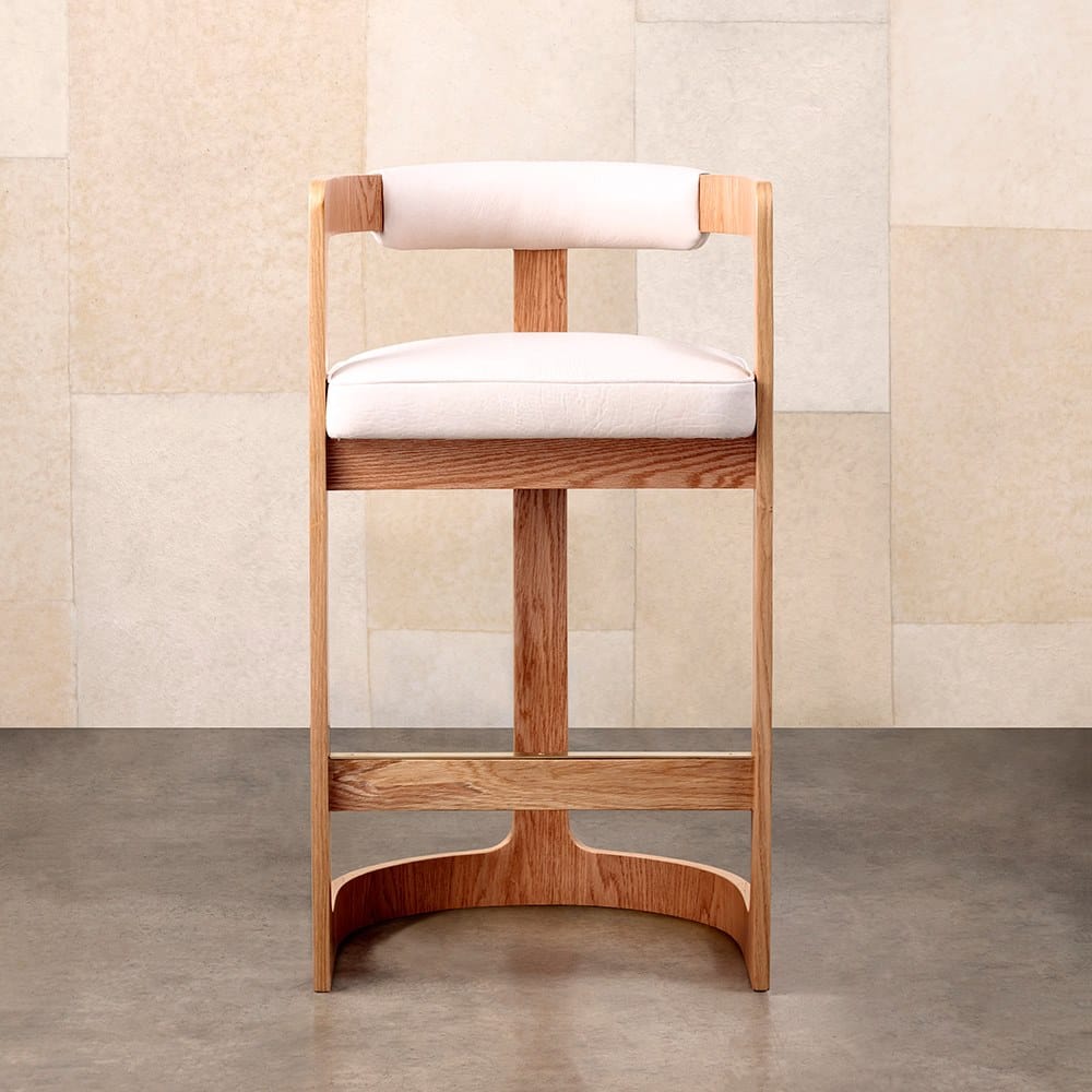 Деревянный мягкий барный стул с подставкой для ног Kelly Wearstler ZUMA ARCH-00113033 - Вид №1