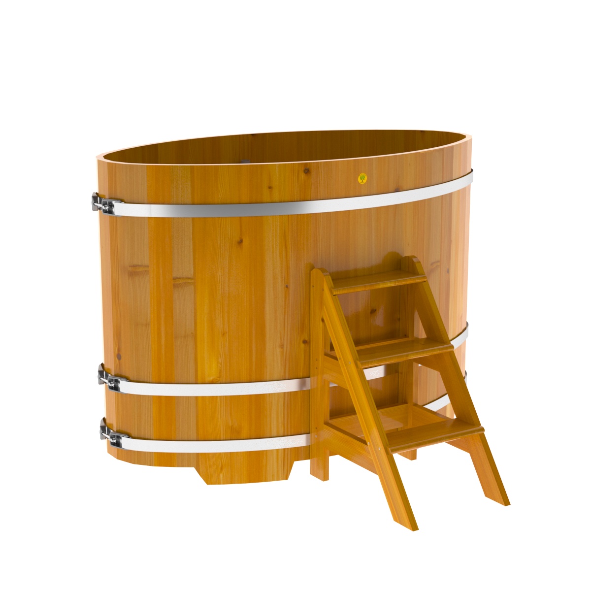 2274 Купель овальная из лиственницы Рустик 0,92х1,66х1,2 натуральная Alyarus  - Вид №1