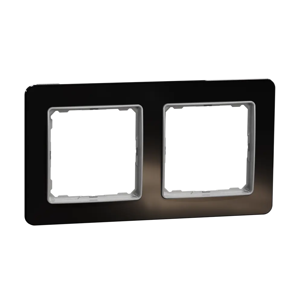 Рамка для розеток и выключателей Systeme Electric Sedna Design 2 поста, цвет чёрное стекло STLM-2002893 - Вид №1