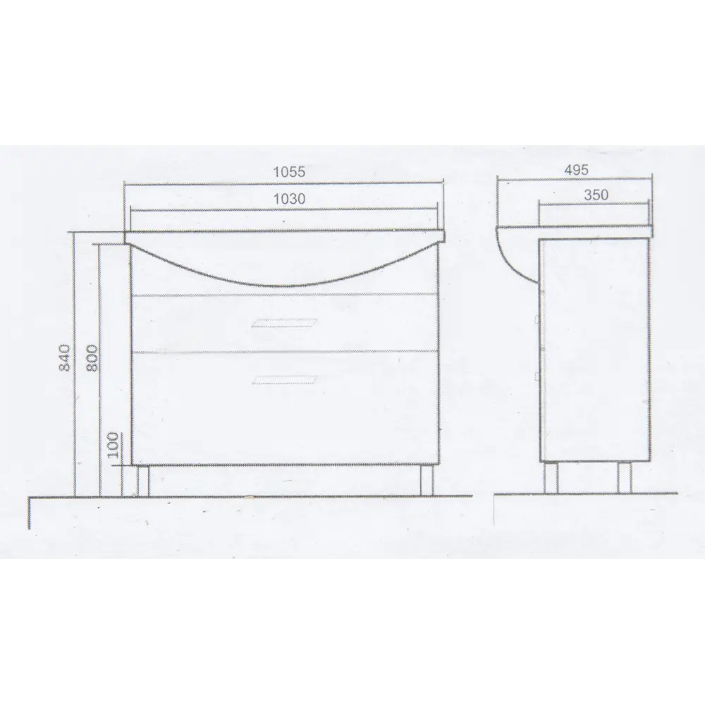 Тумба под раковину напольная Wave 105 см VIGO STLM-2079778 - Вид №6
