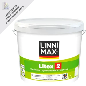 89349617 Краска для стен и потолков Linnimax Litex 2 моющаяся глубокоматовая цвет белый база 1 9 л STLM-1529824