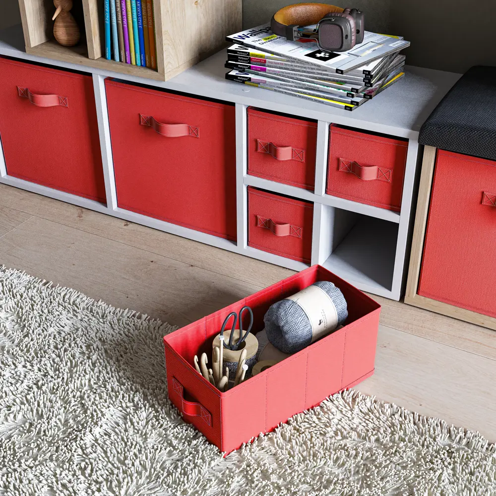 Короб Spaceo KUB Carmen 15x31x15 см 6.9 л полиэстер цвет красный STLM-2055631