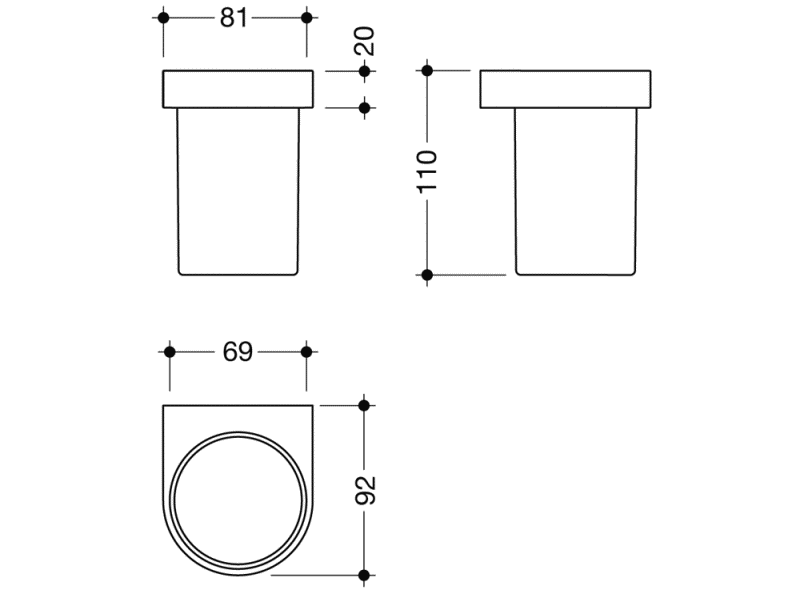 800.04.11045 Стеклянная кружка с держателем HEWI USA Produkte  - Вид №5
