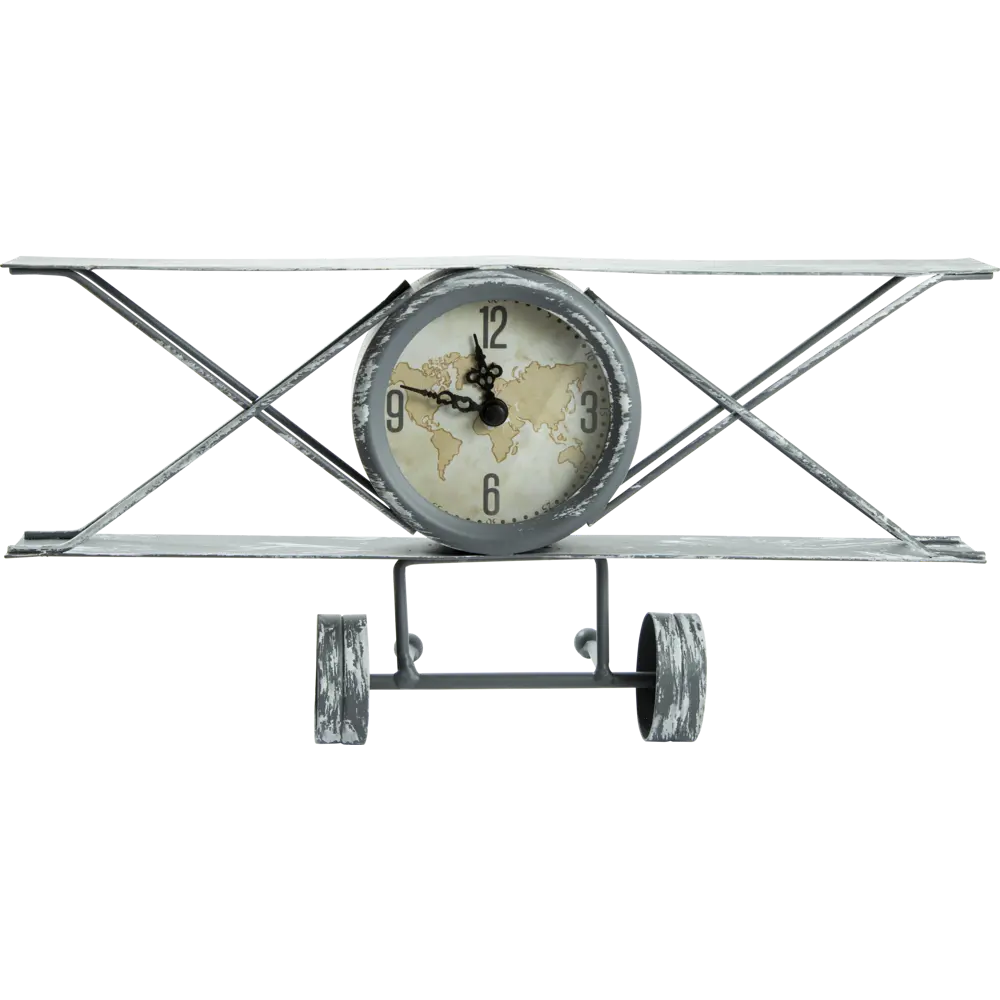 Часы настольные «Самолёт» металл серые 30х9х16 см Santreyd Самолет STLM-2187758