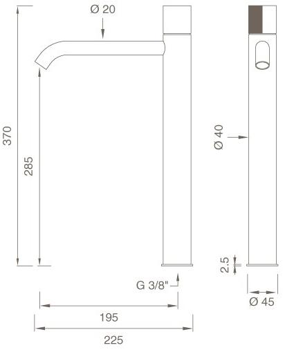 Ceadesign Смеситель для умывальника из нержавеющей стали с одним отверстием Duet Det 07 - Вид №2