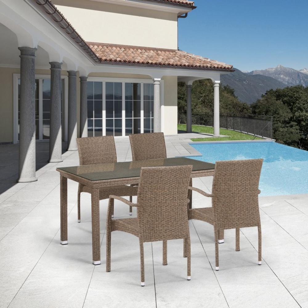 T256B/Y379B-W56 Light brown 4Pcs Комплект плетеной мебели Afina 