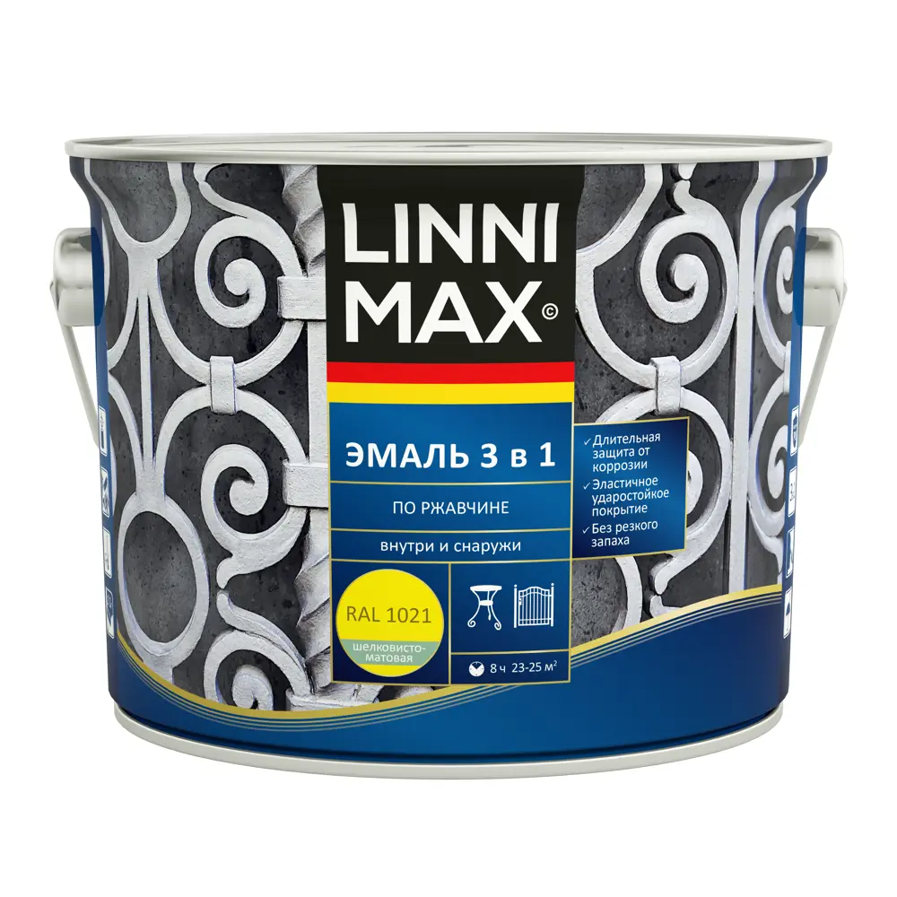 LINNIMAX Грунт-эмаль 3 в 1 для защиты от ржавчины, желтая 89349587 STLM-1495109 - Вид №1