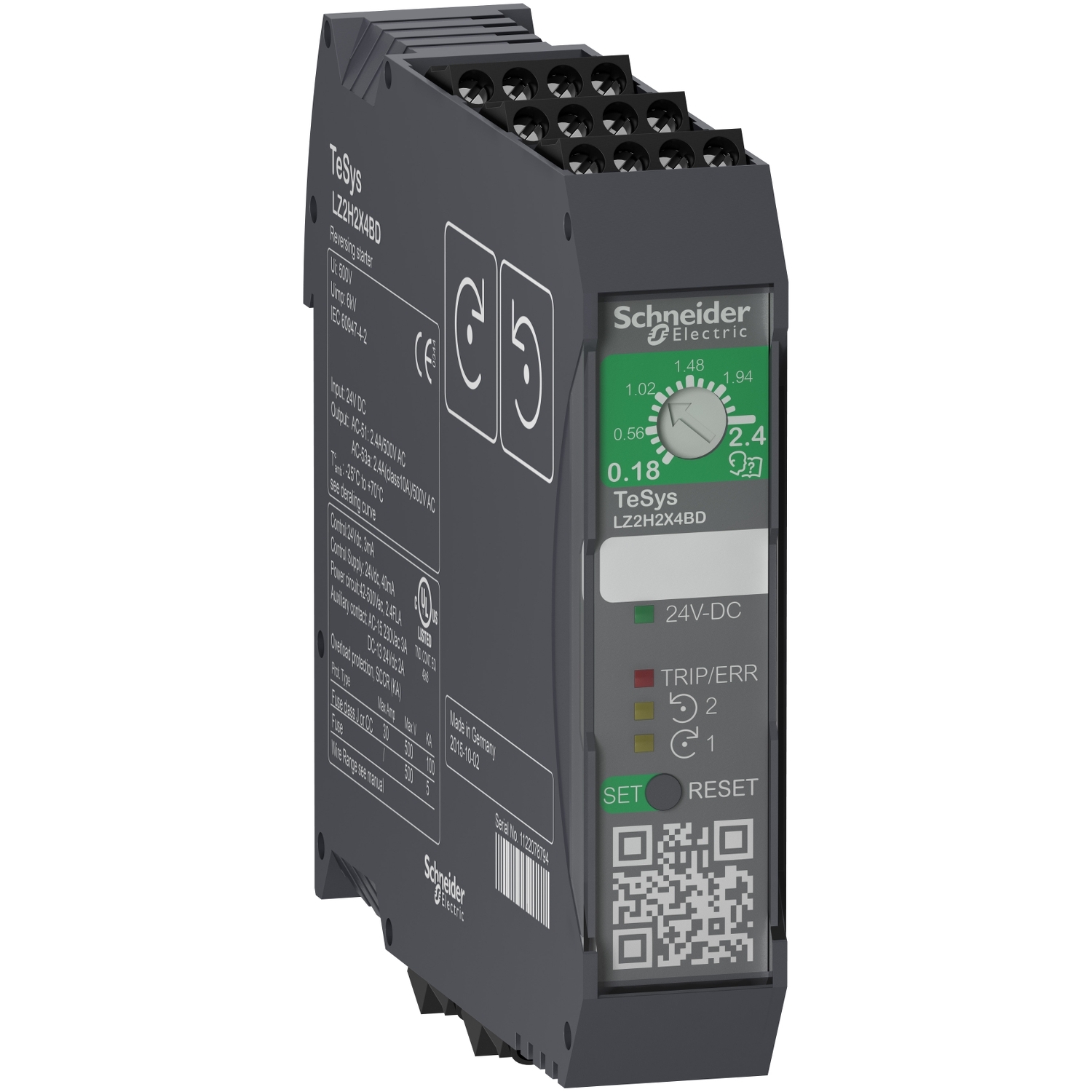 LZ2H2X4BD Пускатель реверсивный H 0.18-2.4А 24В DC винтовые зажимы Schneider Electric TeSys 