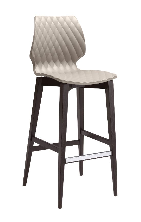 Uni386  Барный стул с каркасом из бука, 4 ножки. Сиденье и спинка полипропиленовые. Et al. Uni