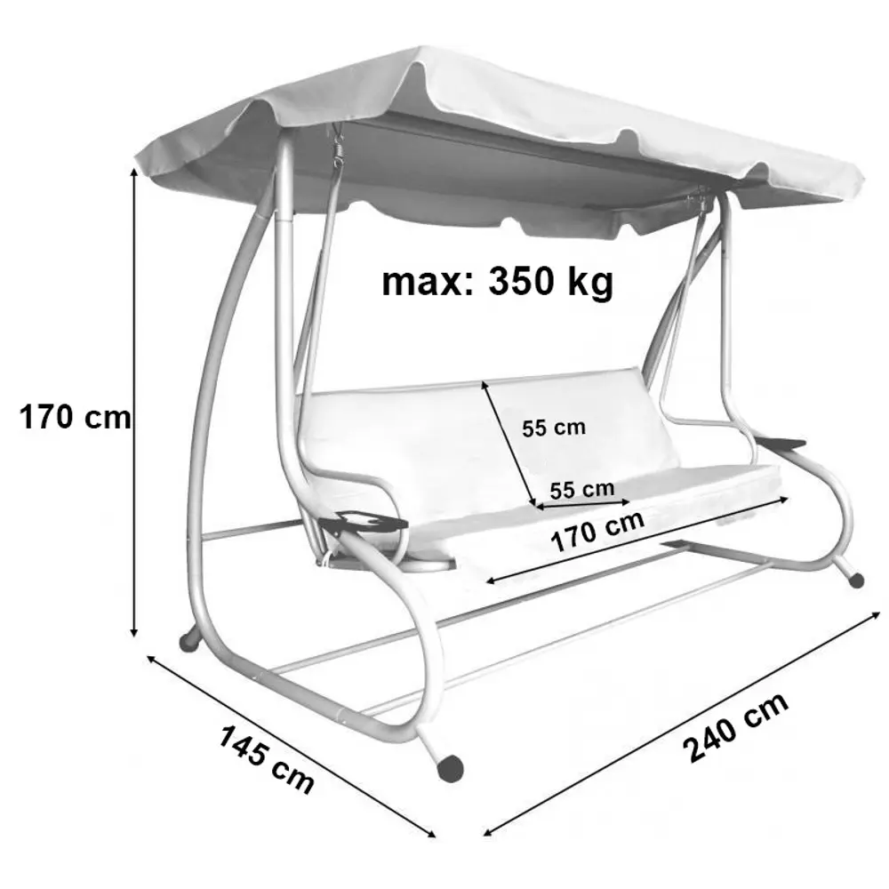 Качели садовые София 3-х местные (до 350 кг) бордовый/ розовый GREENGARD STLM-2107040 - Вид №7