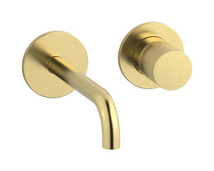 Встроенный в стену смеситель для раковины на 2 отверстия в комплекте с донным клапаном WE ARE IB ga406is Brushed Pale Gold Gatsby