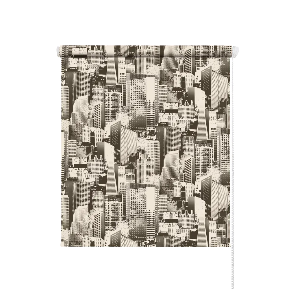 Штора рулонная Мегаполис 80x160 см черно-бежевая DOMLEGRAND STLM-2155868