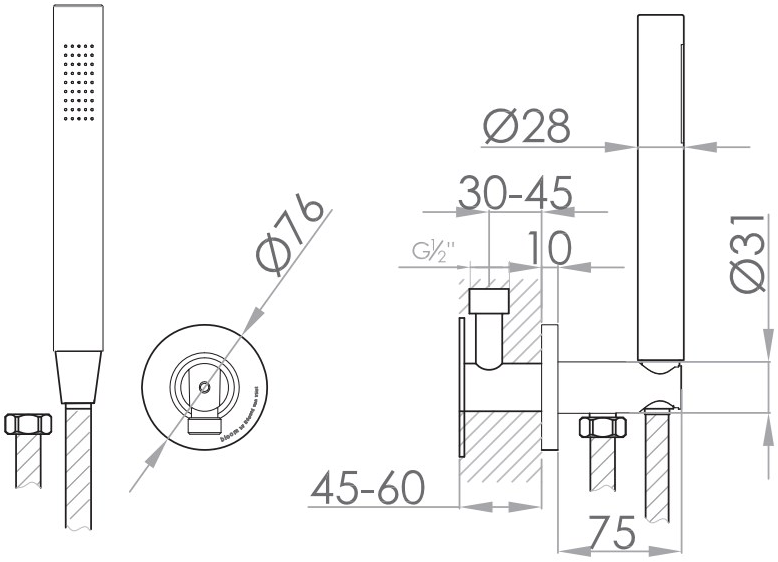 JEE-O Настенная лейка душа из нержавеющей стали с опорой Bloom 600-6916 - Вид №1