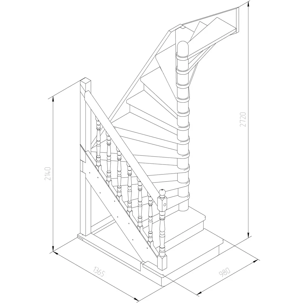 Лестница поворотная 180° ЛС-05 универсальная Santreyd STLM-2066365 - Вид №2