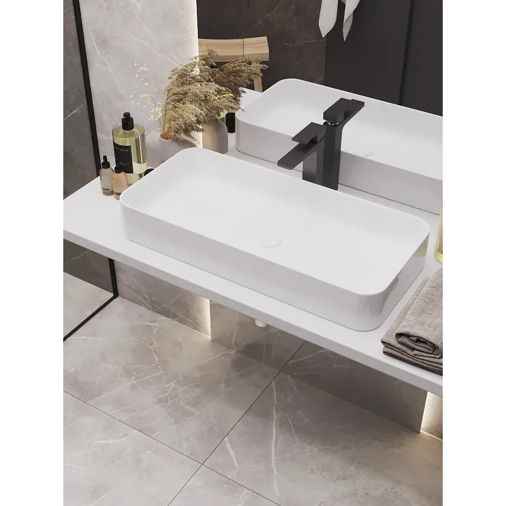 Раковина Slim Square 80 накладная на столешницу 81x37 см Santreyd STLM-2019098 - Вид №2
