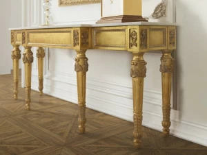 SCAPPINI & C Консоль с ящиками из листового золота и мраморной столешницей Timeless 2540-m