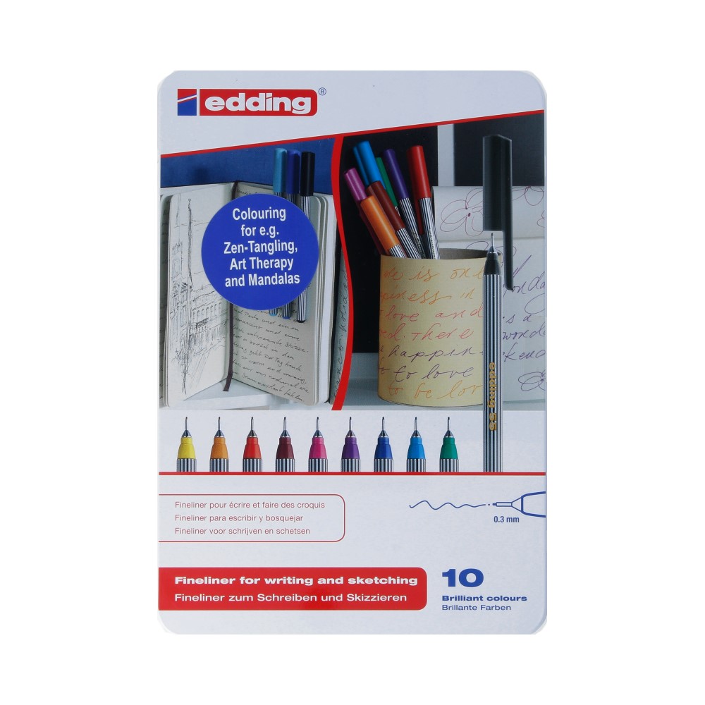 10S Набор капиллярных ручек 0.3 мм 10 цв. E-55 Edding 