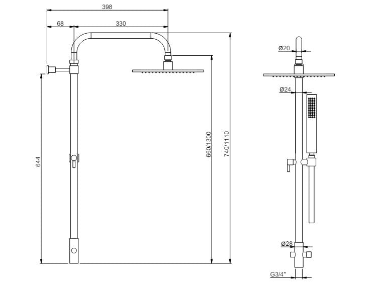 Настенная душевая колонна с переключателем Rubinetterie Frattini душевые ARCH-00035453 - Вид №8
