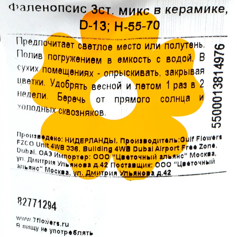 Орхидея Фаленопсис 3 стебля ø13 h55 - 70 см 82771294 STLM-2006232 Santreyd  - Вид №2