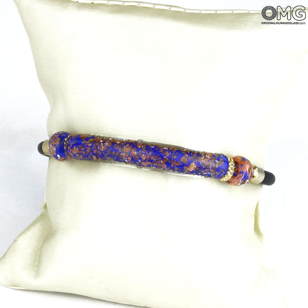 3725 ORIGINALMURANOGLASS Браслет Серена - синий с авантюрином - муранское стекло OMG 18 см  - Вид №1