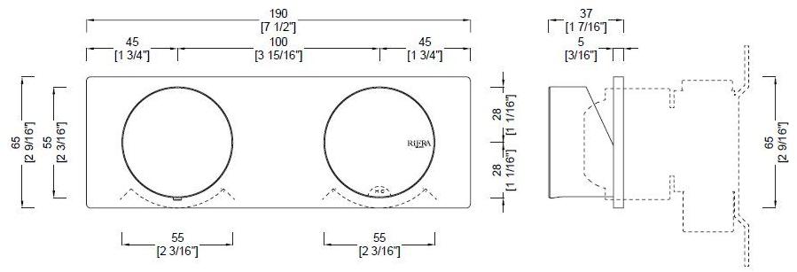 RIFRA Смеситель для душа из нержавеющей стали с переключателем Wave 1220241/2 - Вид №2