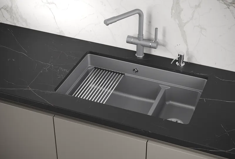 KS-7304U, АЛЮМИНИУМ, кухонная мойка, кварц GRANULA 7304U-ST332
