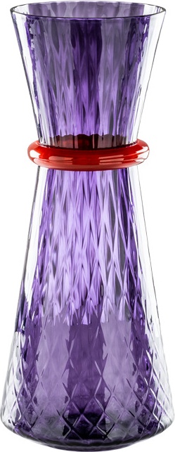 10640944 VENINI Ваза Venini "Тиара" 46х19см (Франческо Луккезе), 2018г (индиго, оранжевый декор) Стекло 