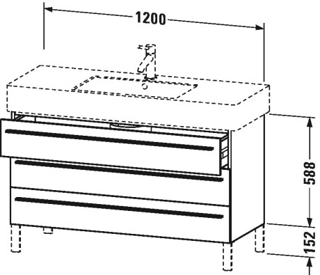 XL655507979 Тумбочка напольная X-Large #XL6555 1200 x 470 мм Орех натуральный, декор Duravit - Вид №1