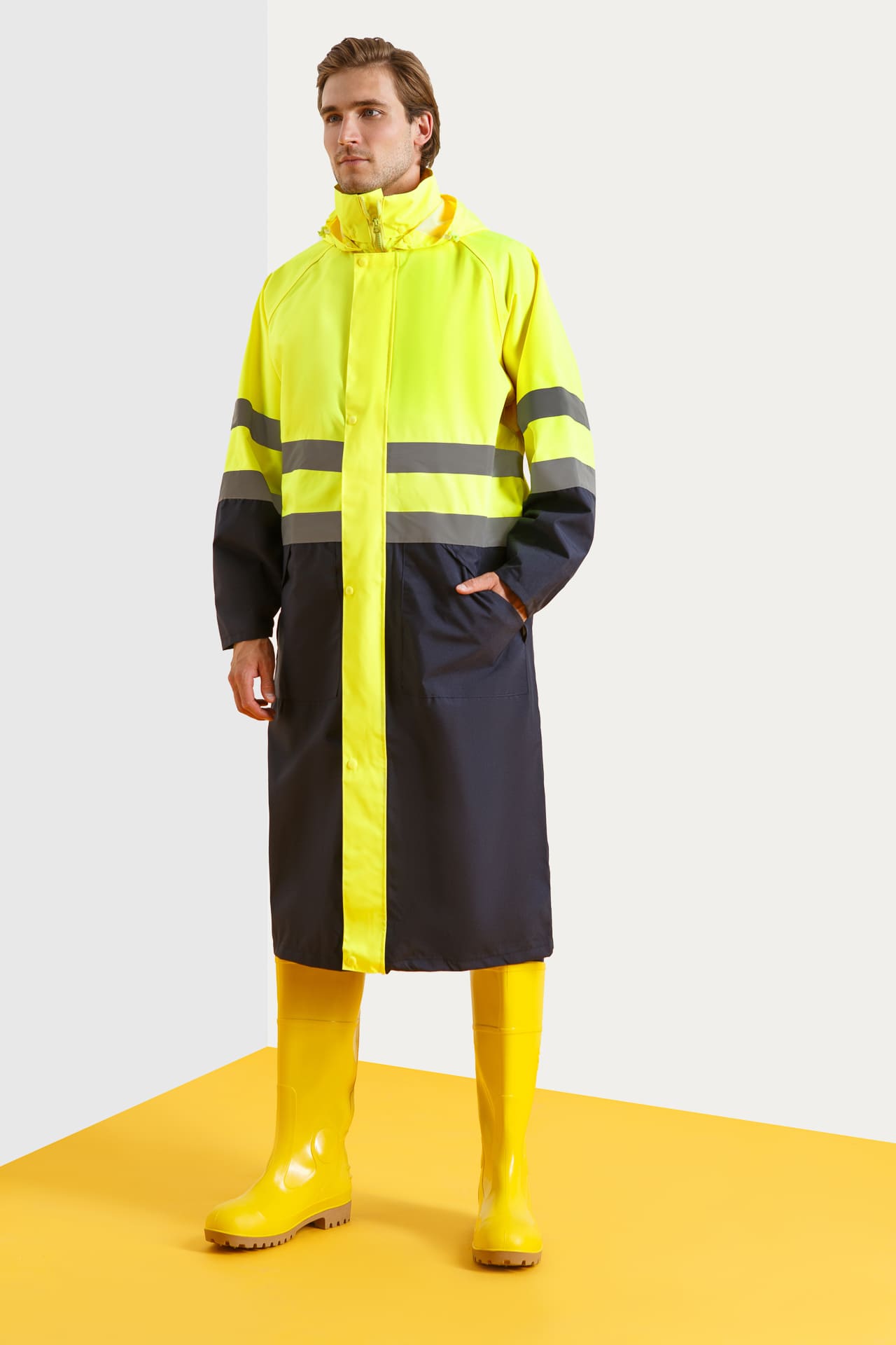5040613 Плащ Альбатрос + УЦЕНКА лимонный темно-синий  Непромокаемая спецодежда  размер XL  - Вид №3