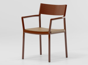 Алюминиевый стул с подлокотниками с деревянным сиденьем