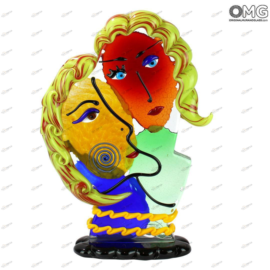 4726 ORIGINALMURANOGLASS Скульптура Голова Женщины - Pop Art - Original Murano Glass OMG 29 см PICASSO
