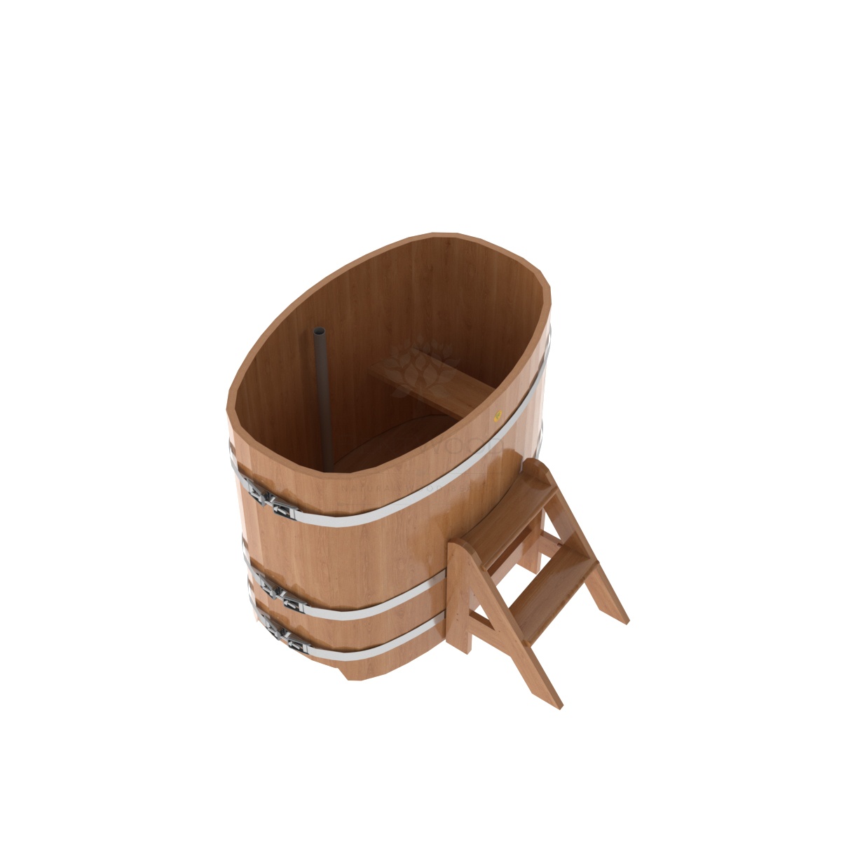 1255 Купель овальная из дуба 0,76х1,16х1,0 натуральная Alyarus  - Вид №1