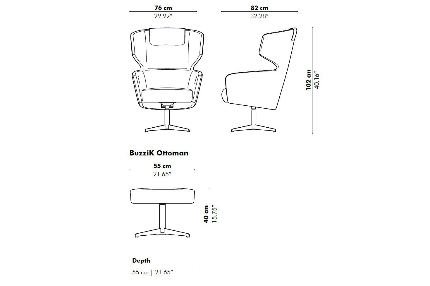 Тканевое вращающееся кресло с подлокотниками BuzziSpace BuzziK ARCH-00064086 - Вид №7