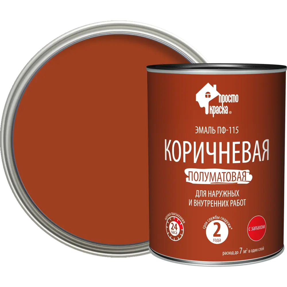 Эмаль ПРОСТОКРАСКА ПФ-115 коричневая для наружных и внутренних работ 82174335 STLM-0021155
