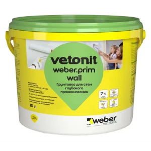 Грунтовка глубокого проникновения Vetonit Prim Wall для стен 10 л