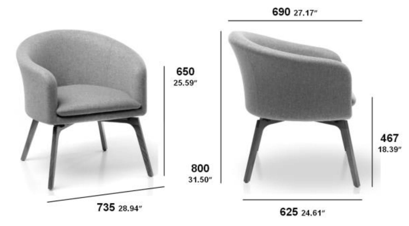 Тканевое кресло с деревянными ножками SITIA DAPHNE ARCH-00060310 - Вид №3