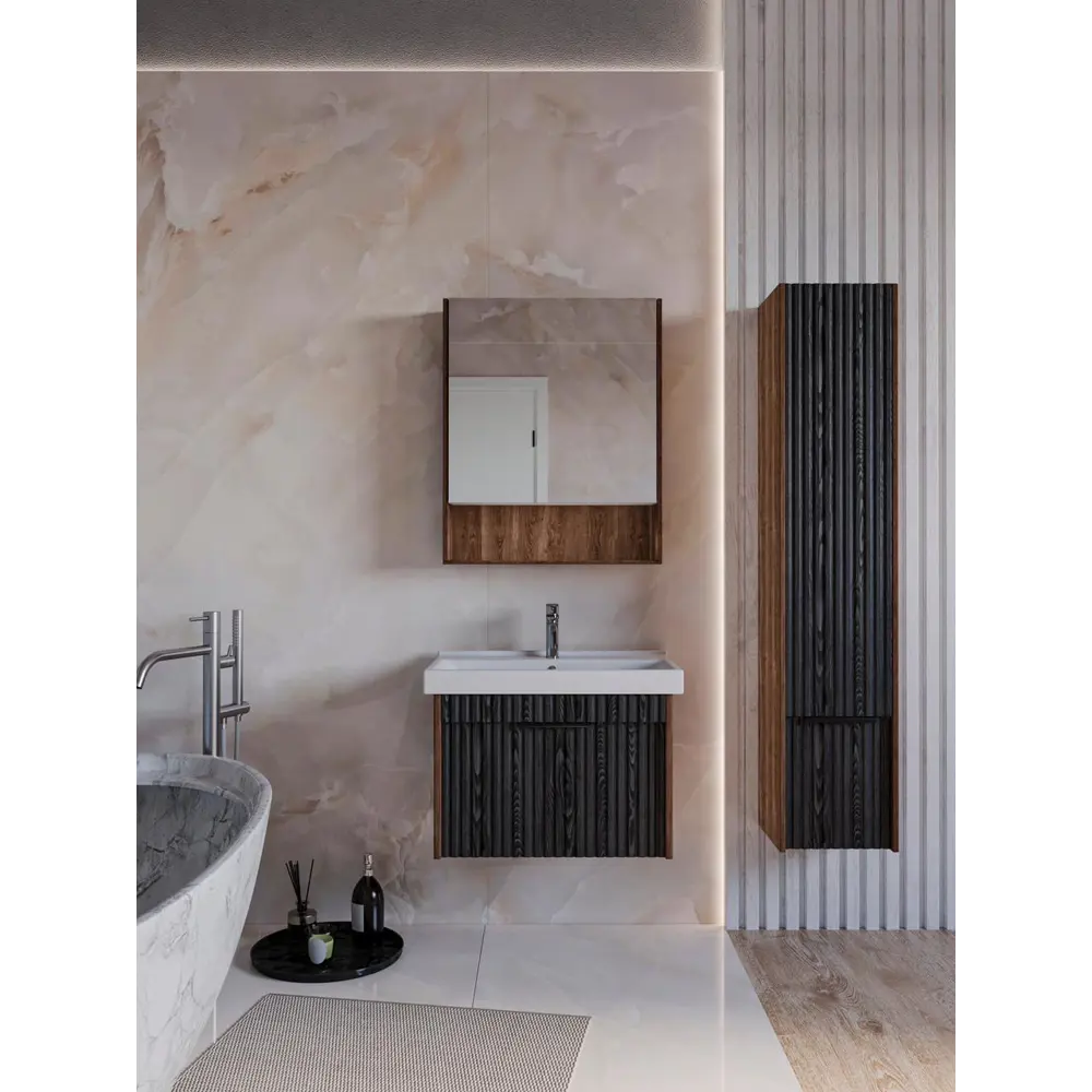 Шкаф-пенал в ванную комнату подвесной Louis 30 см цвет коричневый Santreyd STLM-2195687 - Вид №2