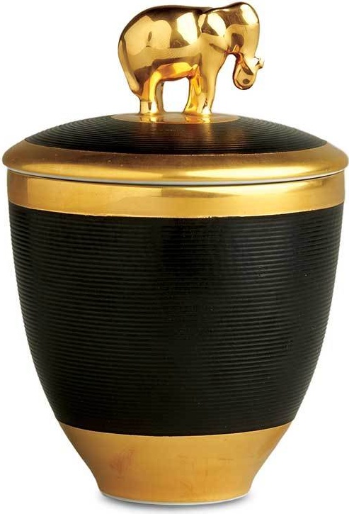 10571378 L’Objet Свеча 13см "Слон" (черная, позолота) Фарфор 