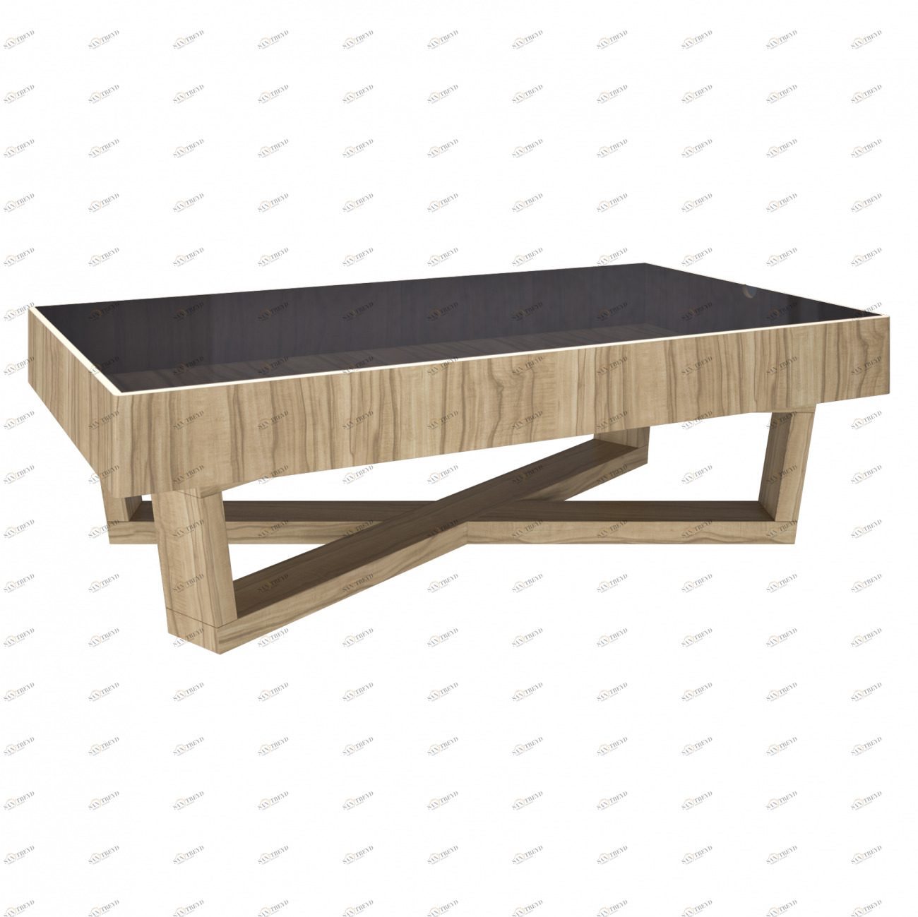 Журнальный столик деревянный с черным стеклянным топом Lago Maggiore PUSHA PUSHA 062885 Бежевый 