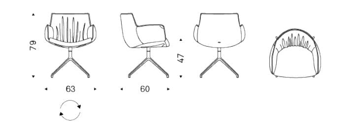 Кожаный поворотный мягкий стул Cattelan italia Ронда ARCH-00003091 - Вид №2