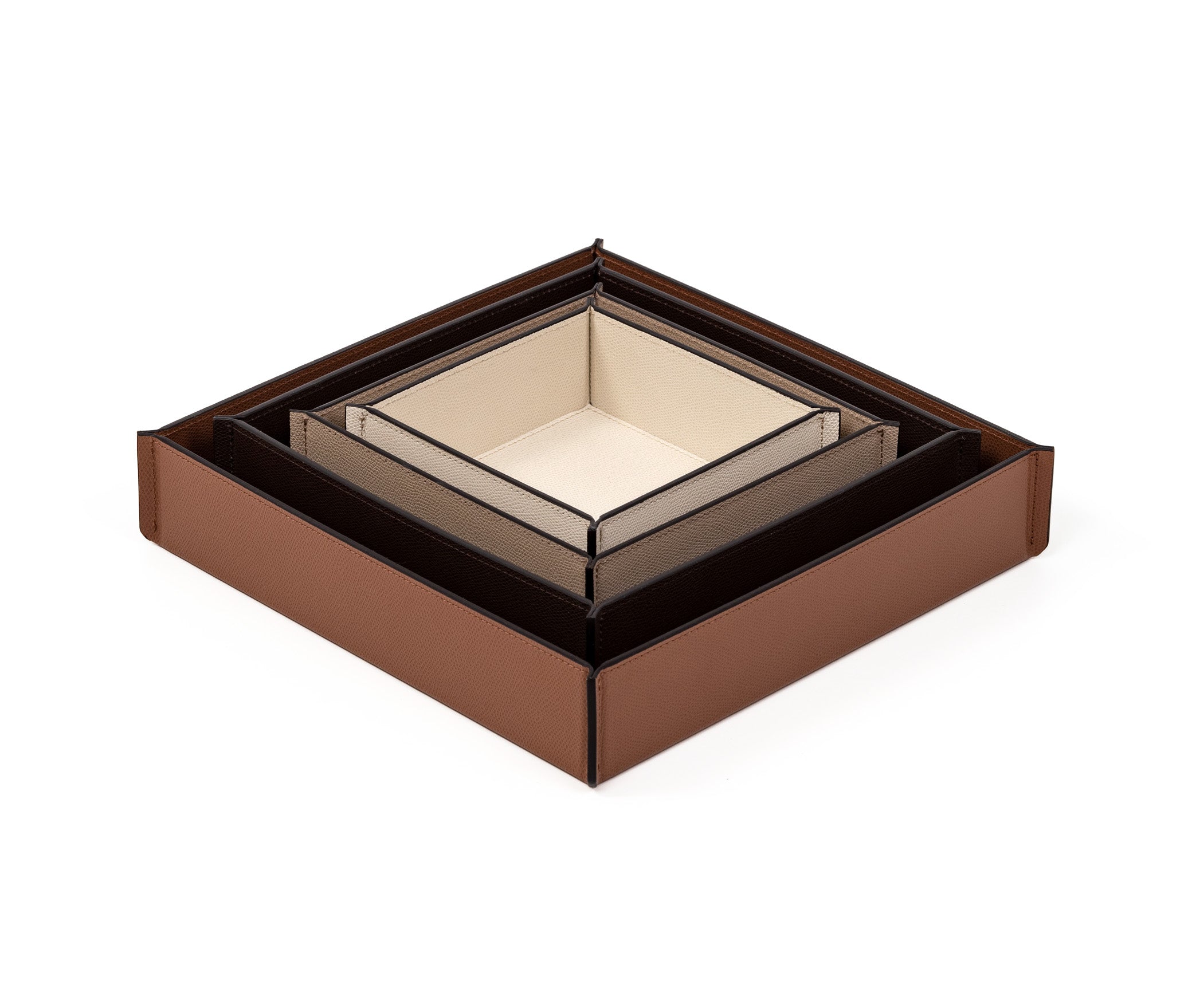 Leslie Valet Поднос - 20X20XH6 см / зернистая кожа_темно-серый Pinetti 00.1881.029.055 - Вид №5