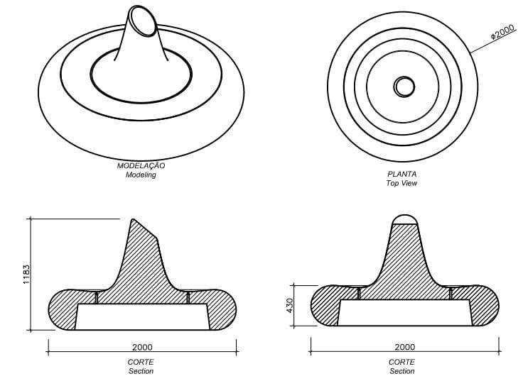 Бетонная скамья со спинкой amop Landscapes ARCH-00014521 - Вид №1