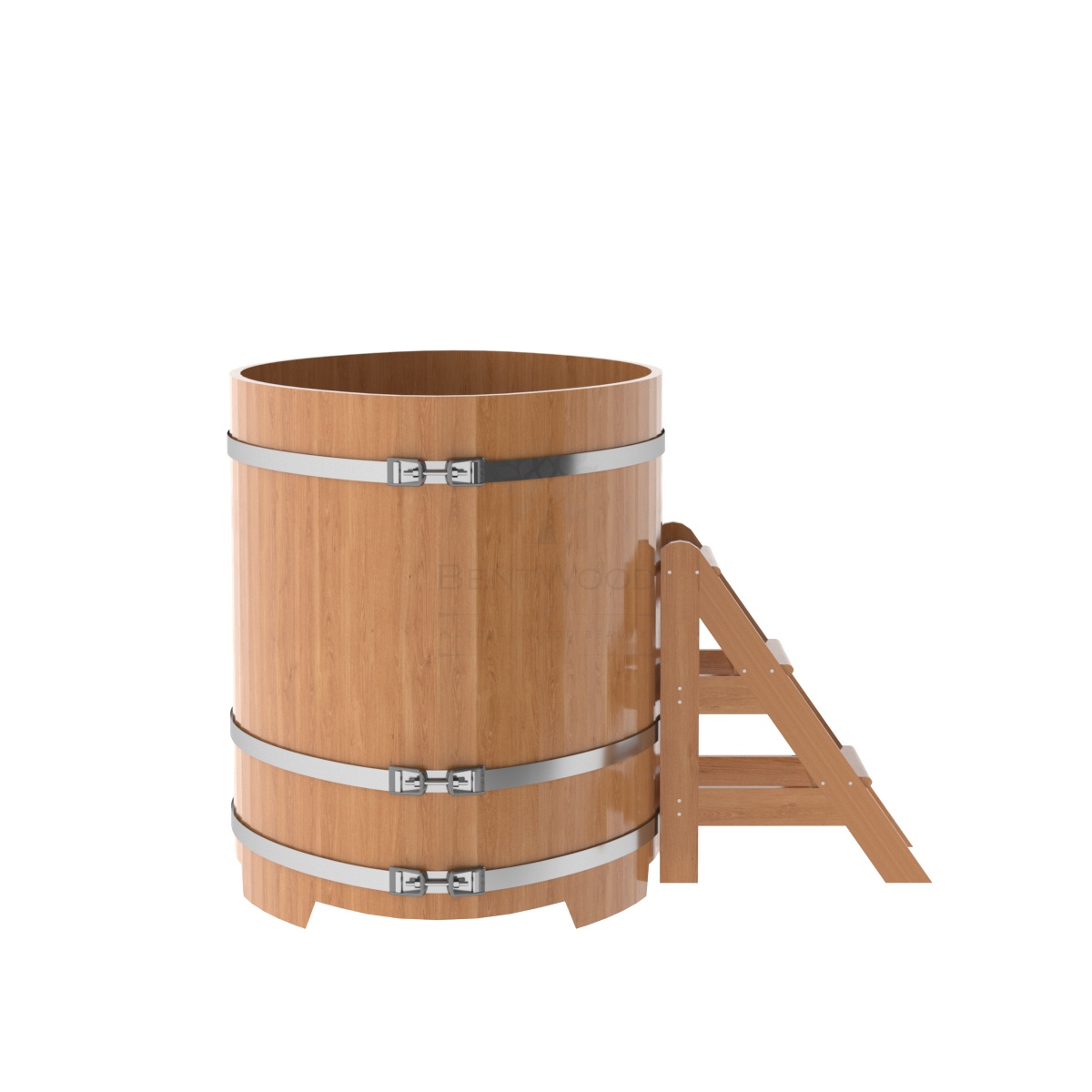 1312 Купель овальная из дуба 1,02х1,68х1,2 натуральная Alyarus  - Вид №2