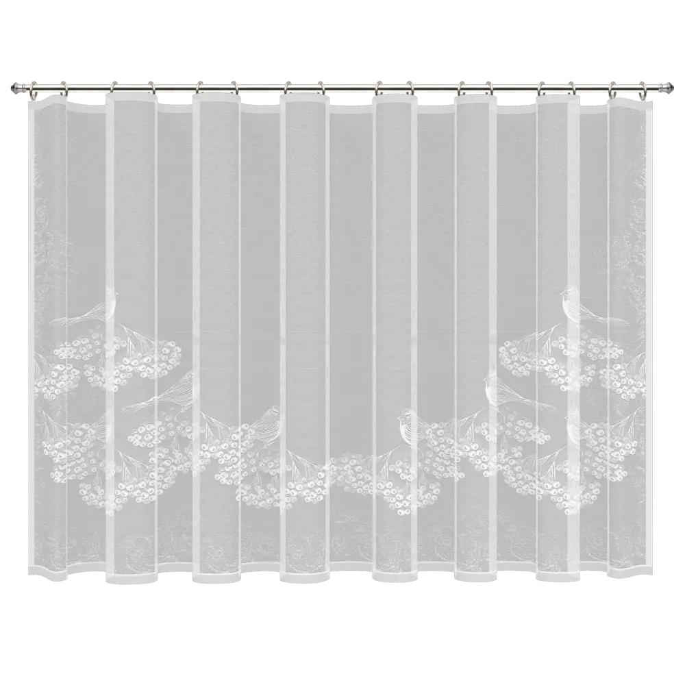 Тюль для кухни "Снегири" 200x165 см цвет белый Santreyd STLM-2148377