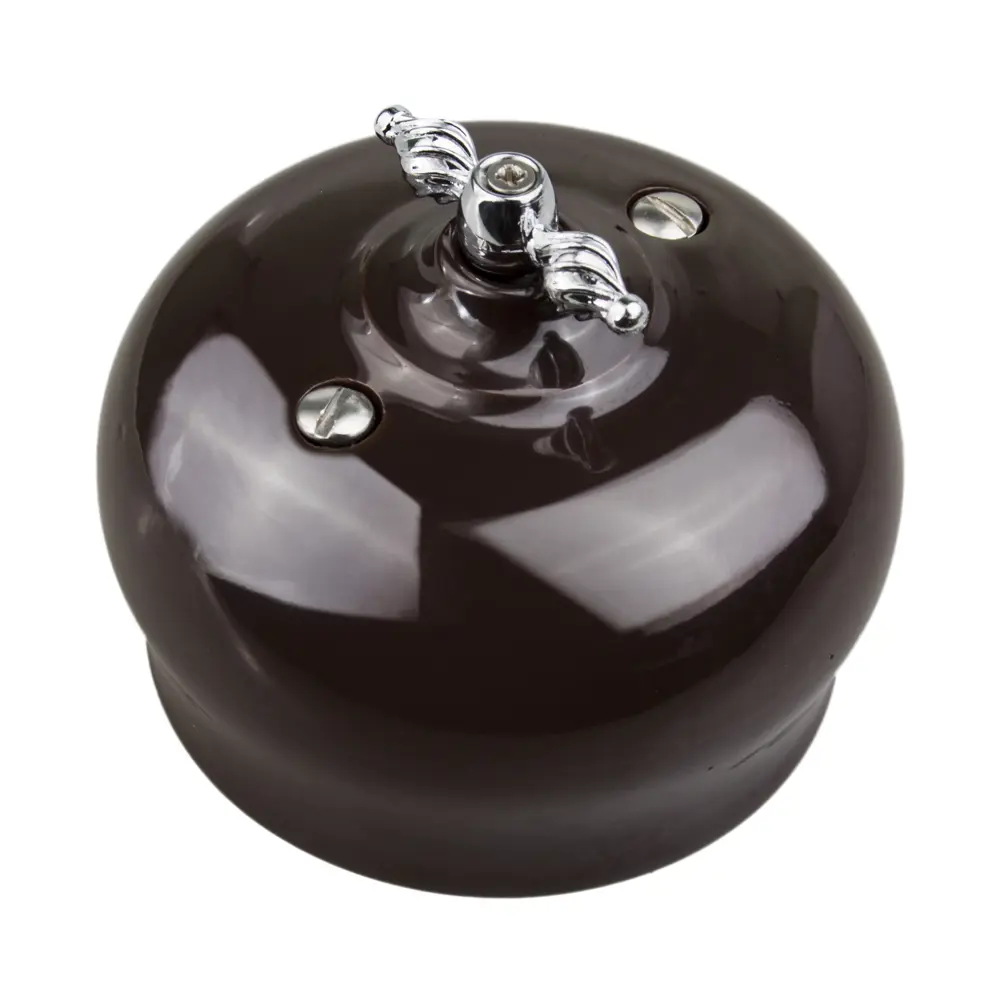 Выключатель накладной Electraline Bironi Ретро 1 положение керамика цвет коричневый STLM-2147391 - Вид №2