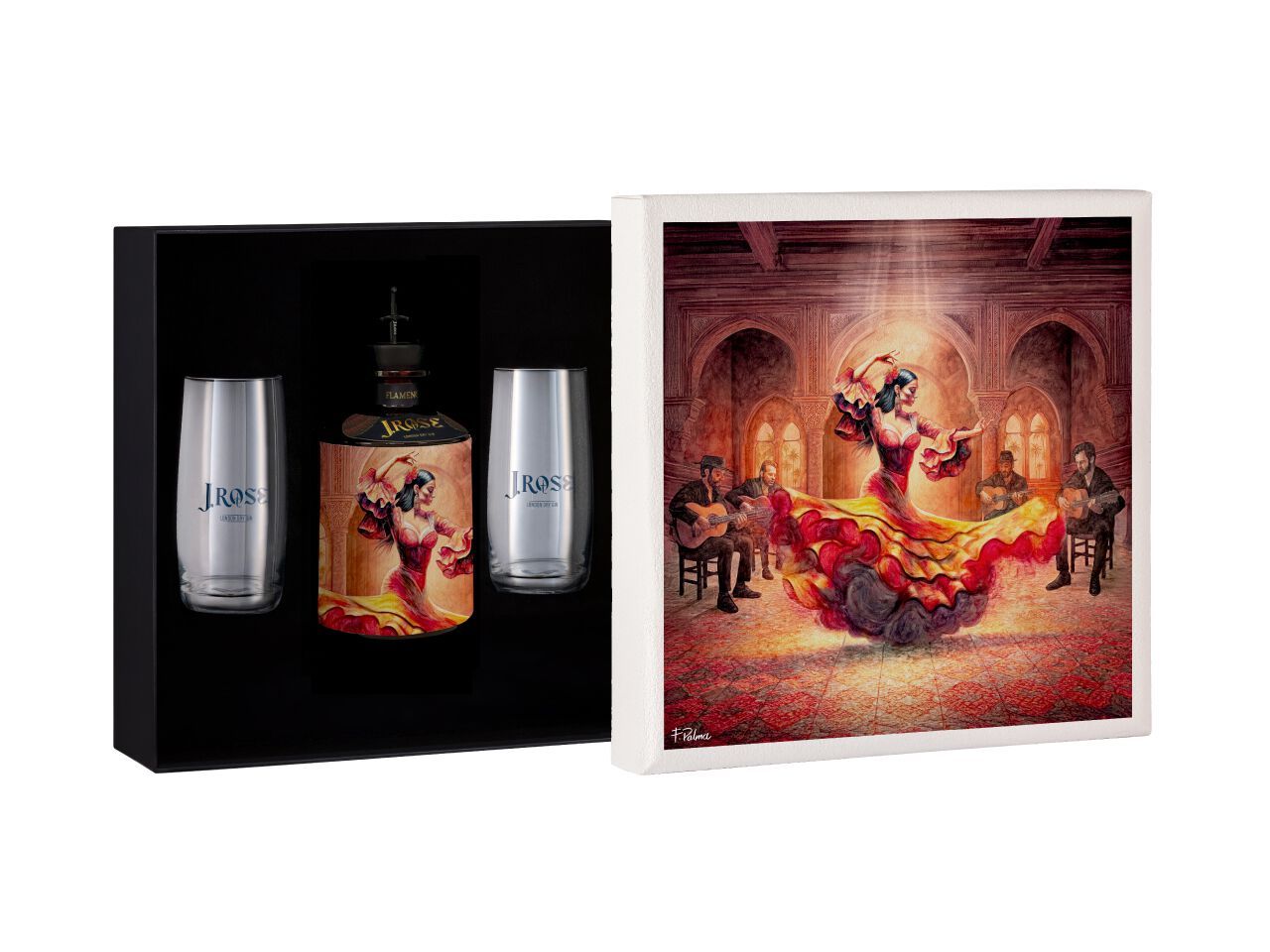 Коробка с бутылкой джина и стаканами J.Rose J.Rose London Dry Gin - Следуйте потоку ARCH-00044149 - Вид №1