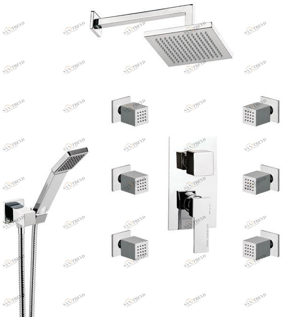 Remer Rubinetterie Смеситель для душа с ручным душем с верхним душем Qubika Q937 s02