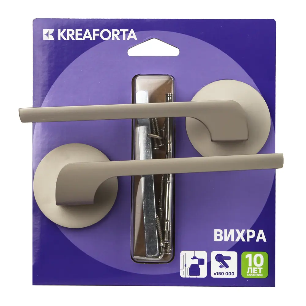 Дверная ручка на розетке KREAFORTA Вихра без запирания цвет никель STLM-2019719 - Вид №3